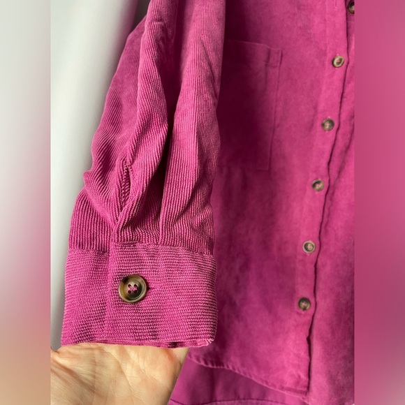 SHEIN magenta corduroy Shacket jacket size Small oversized NWOT - Picture 3 of 5